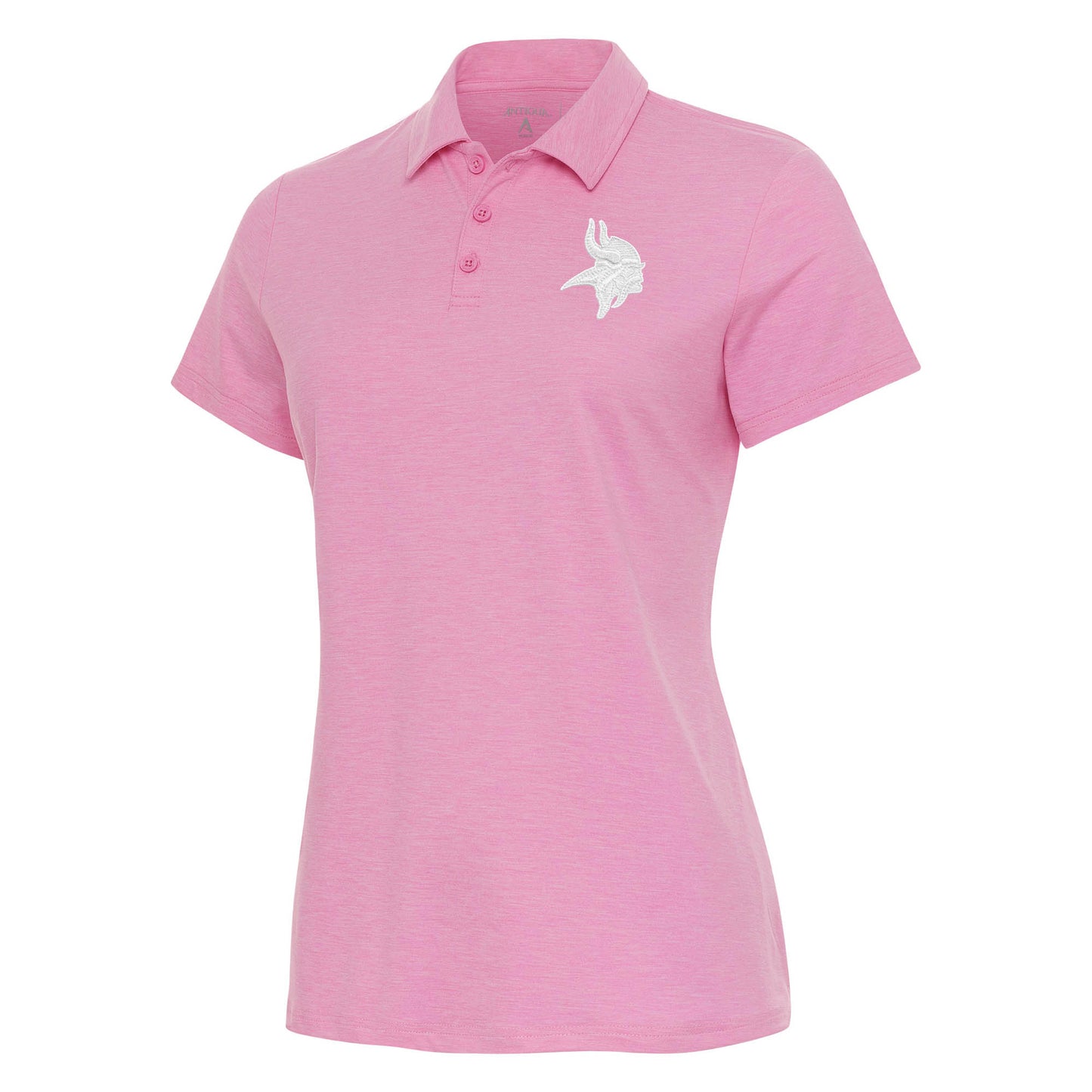 Women's Antigua Pink Minnesota Vikings White Logo Matter Polo