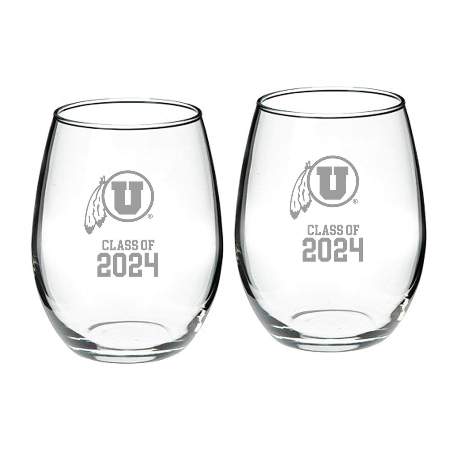 Utah Utes Class of 2024 21oz. Two-Piece Stemless Wine Glass Set