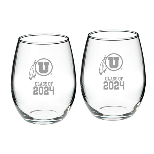 Utah Utes Class of 2024 21oz. Two-Piece Stemless Wine Glass Set