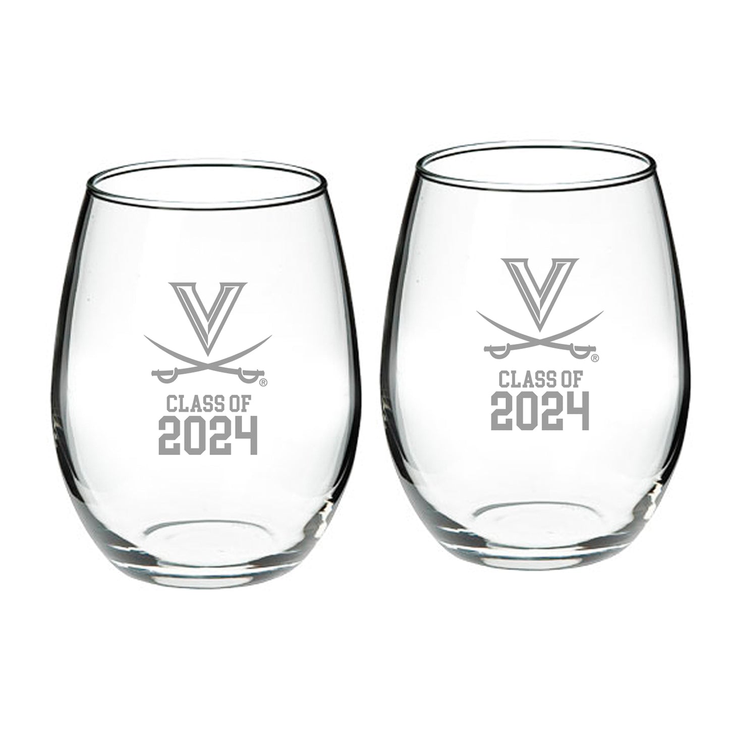 Virginia Cavaliers Class of 2024 21oz. Two-Piece Stemless Wine Glass Set