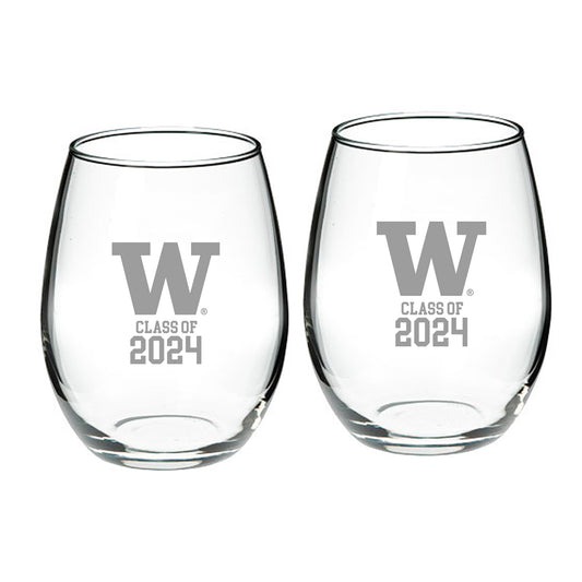 Washington Huskies Class of 2024 21oz. Two-Piece Stemless Wine Glass Set