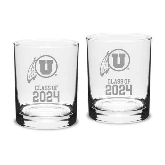 Utah Utes Class of 2024 14oz. Two-Piece Classic Double Old Fashioned Glass Set