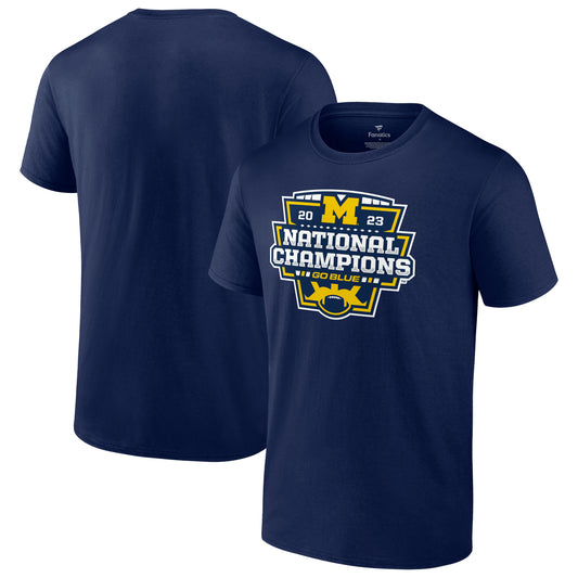 Men's Fanatics Navy Michigan Wolverines College Football Playoff 2023 National Champions Big & Tall Official Logo T-Shirt