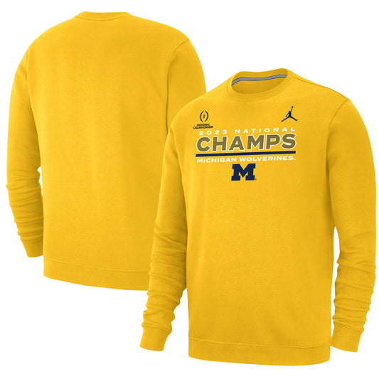 Men's Jordan Brand Maize Michigan Wolverines College Football Playoff 2023 National Champions Club Fleece Pullover Sweatshirt