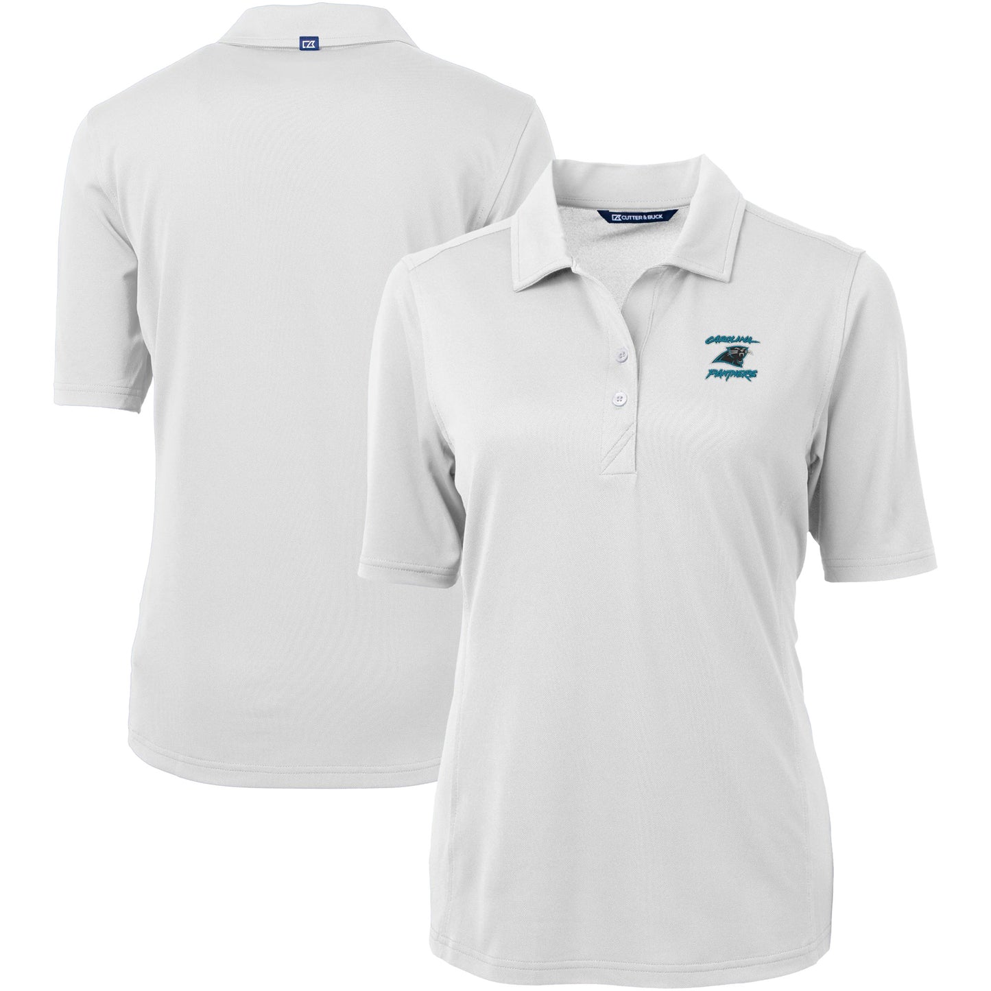 Women's Cutter & Buck White Carolina Panthers Throwback Logo Virtue Eco Pique Recycled Polo