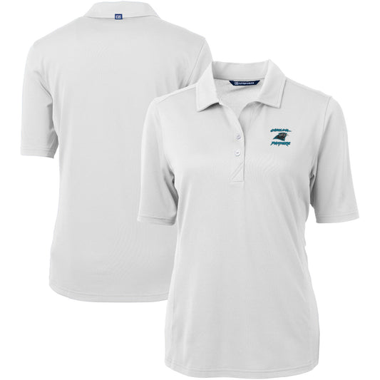 Women's Cutter & Buck White Carolina Panthers Throwback Logo Virtue Eco Pique Recycled Polo