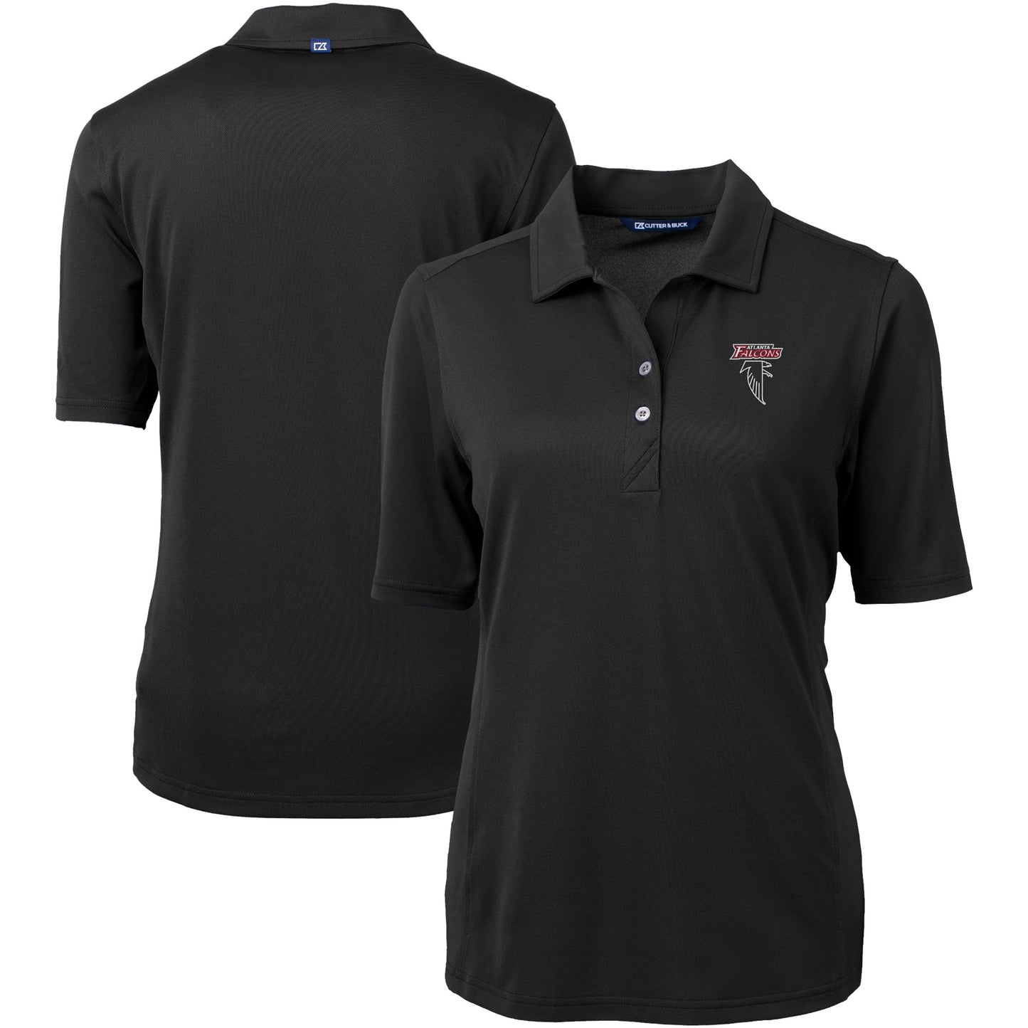 Women's Cutter & Buck Black Atlanta Falcons Throwback Logo Virtue Eco Pique Recycled Polo