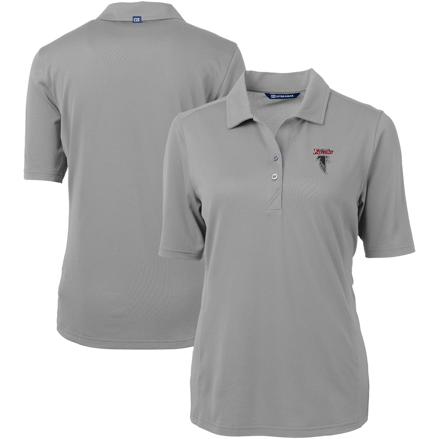 Women's Cutter & Buck Gray Atlanta Falcons Throwback Logo Virtue Eco Pique Recycled Polo