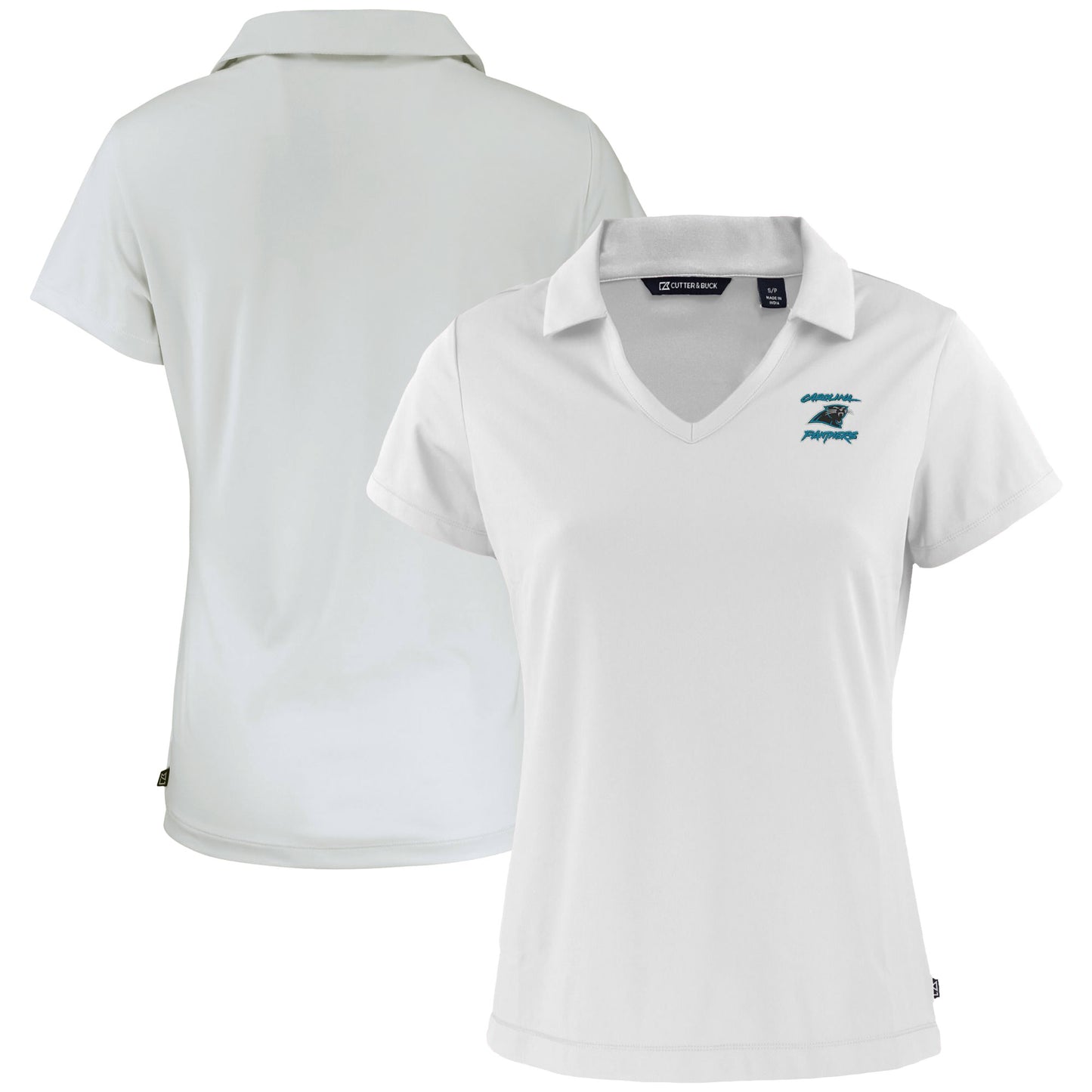 Women's Cutter & Buck White Carolina Panthers Throwback Logo Daybreak Eco Recycled V-Neck Polo