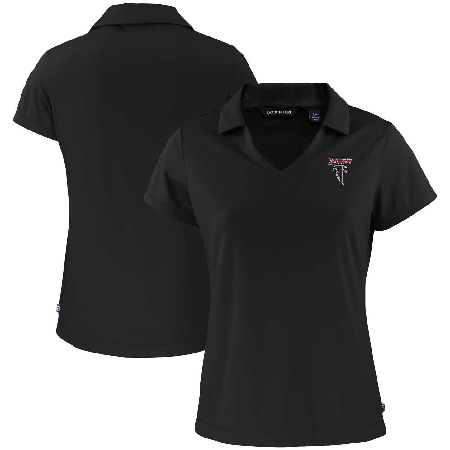 Women's Cutter & Buck Black Atlanta Falcons Throwback Logo Daybreak Eco Recycled V-Neck Polo