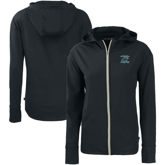 Women's Cutter & Buck Black Carolina Panthers Throwback Logo Daybreak Eco Recycled Full-Zip Hoodie