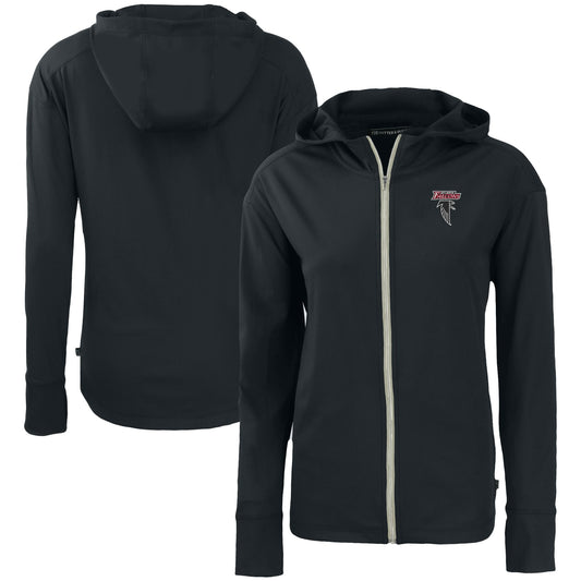 Women's Cutter & Buck Black Atlanta Falcons Throwback Logo Daybreak Eco Recycled Full-Zip Hoodie