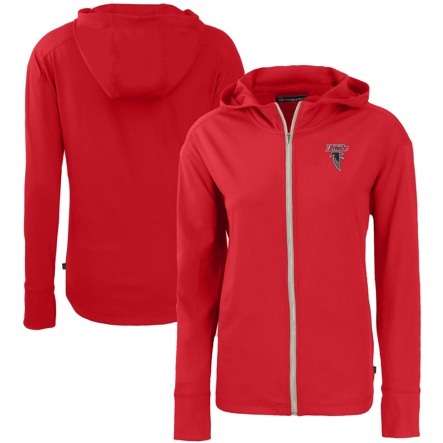 Women's Cutter & Buck Red Atlanta Falcons Throwback Logo Daybreak Eco Recycled Full-Zip Hoodie