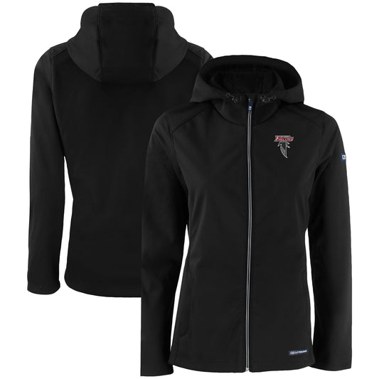 Women's Cutter & Buck Black Atlanta Falcons Throwback Logo Evoke Eco Softshell Recycled Full-Zip Hoodie