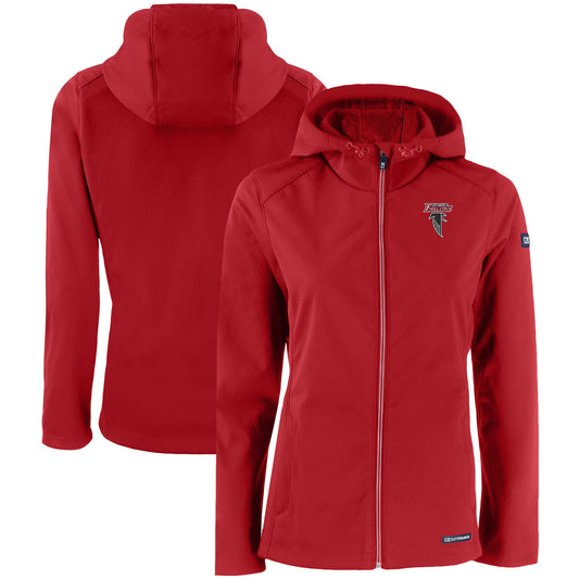 Women's Cutter & Buck Red Atlanta Falcons Throwback Logo Evoke Eco Softshell Recycled Full-Zip Hoodie