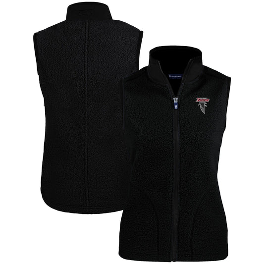 Women's Cutter & Buck Black Atlanta Falcons Throwback Logo Cascade Eco Sherpa Fleece Full-Zip Vest