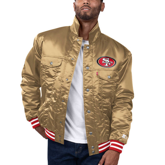 Men's Levi���s x Starter Gold San Francisco 49ers Silver Tab Trucker Full-Snap Jacket