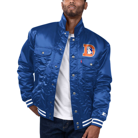 Men's Levi���s x Starter Royal Denver Broncos Silver Tab Trucker Full-Snap Jacket