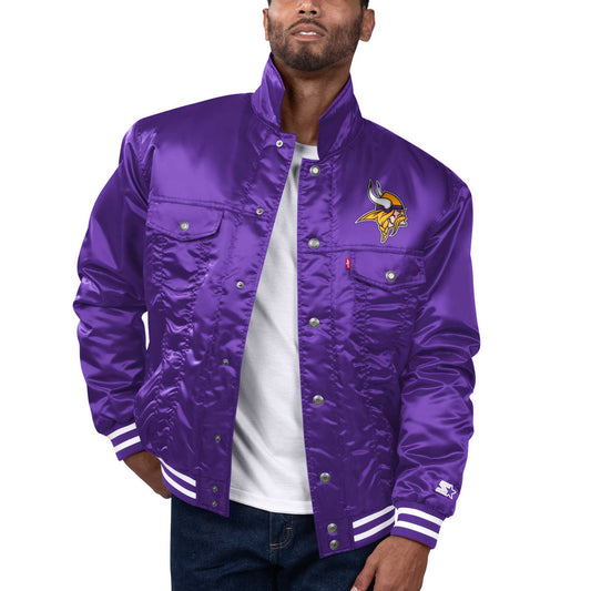 Men's Levi’s x Starter Purple Minnesota Vikings Silver Tab Trucker Full-Snap Jacket