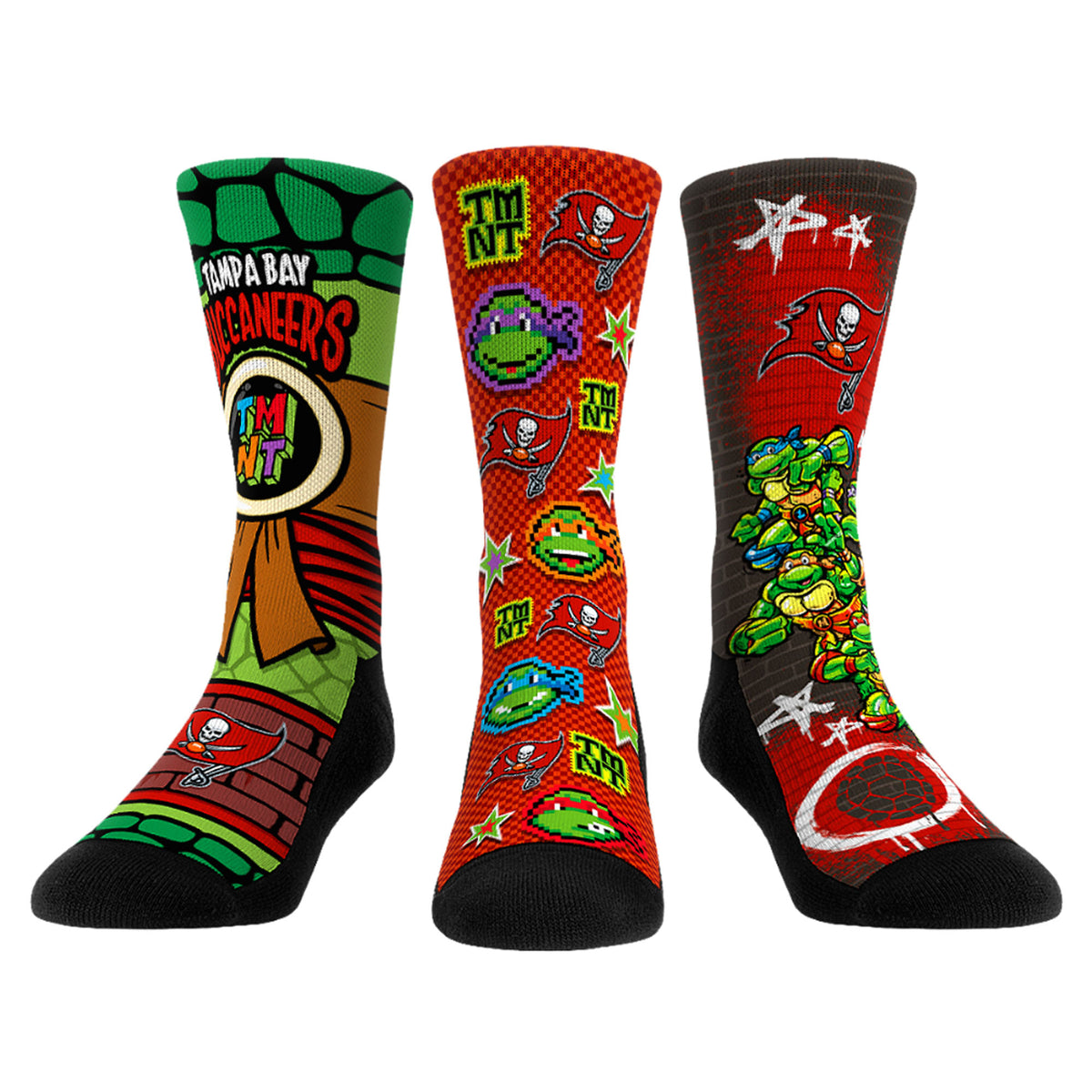 Unisex Rock Em Socks  Red Tampa Bay Buccaneers TMNT Three-Pack Crew Sock Set