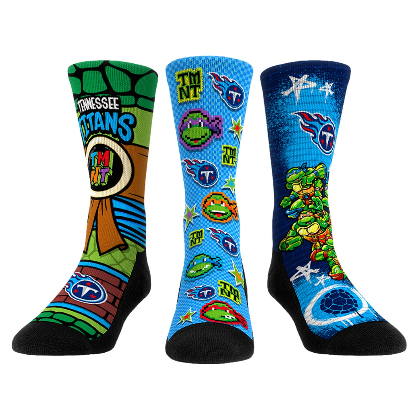 Unisex Rock Em Socks  Light Blue Tennessee Titans TMNT Three-Pack Crew Sock Set