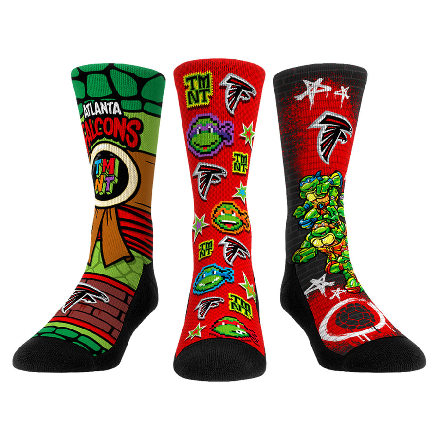 Unisex Rock Em Socks  Red Atlanta Falcons TMNT Three-Pack Crew Sock Set