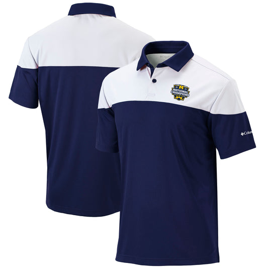 Men's Columbia Navy/White Michigan Wolverines College Football Playoff 2023 National Champions Omni-Wick Best Ball Polo