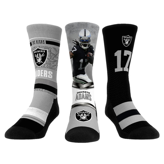 Unisex Rock Em Socks Davante Adams Las Vegas Raiders 3-Pack Crew Sock Set