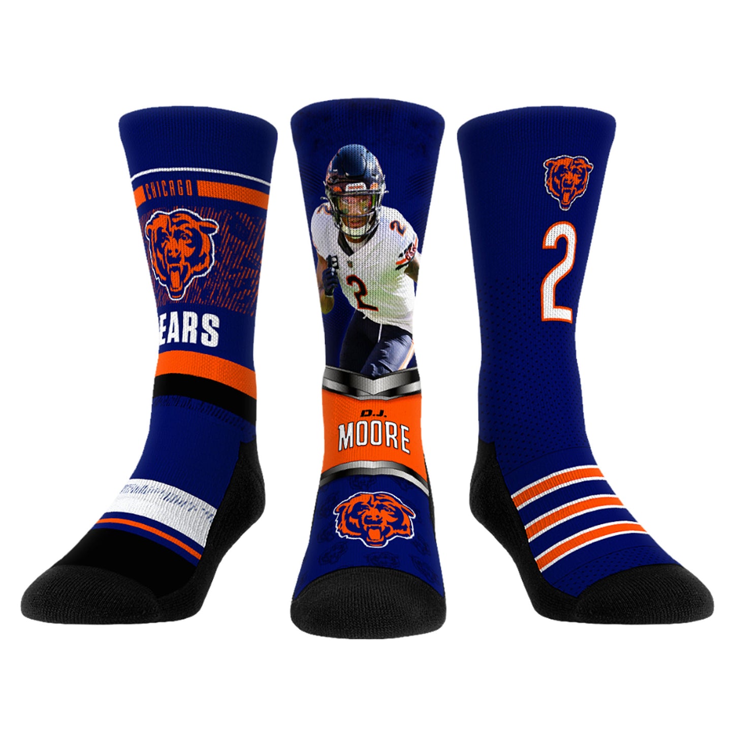 Unisex Rock Em Socks D.J. Moore Chicago Bears 3-Pack Crew Sock Set