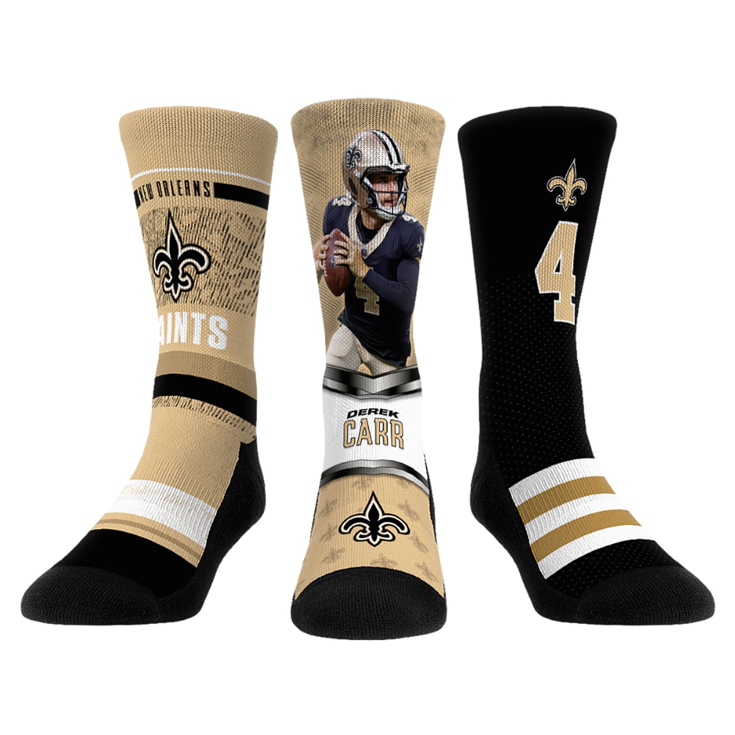 Unisex Rock Em Socks Derek Carr New Orleans Saints 3-Pack Crew Sock Set