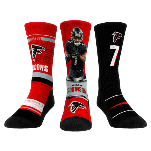 Unisex Rock Em Socks Bijan Robinson Atlanta Falcons 3-Pack Crew Sock Set