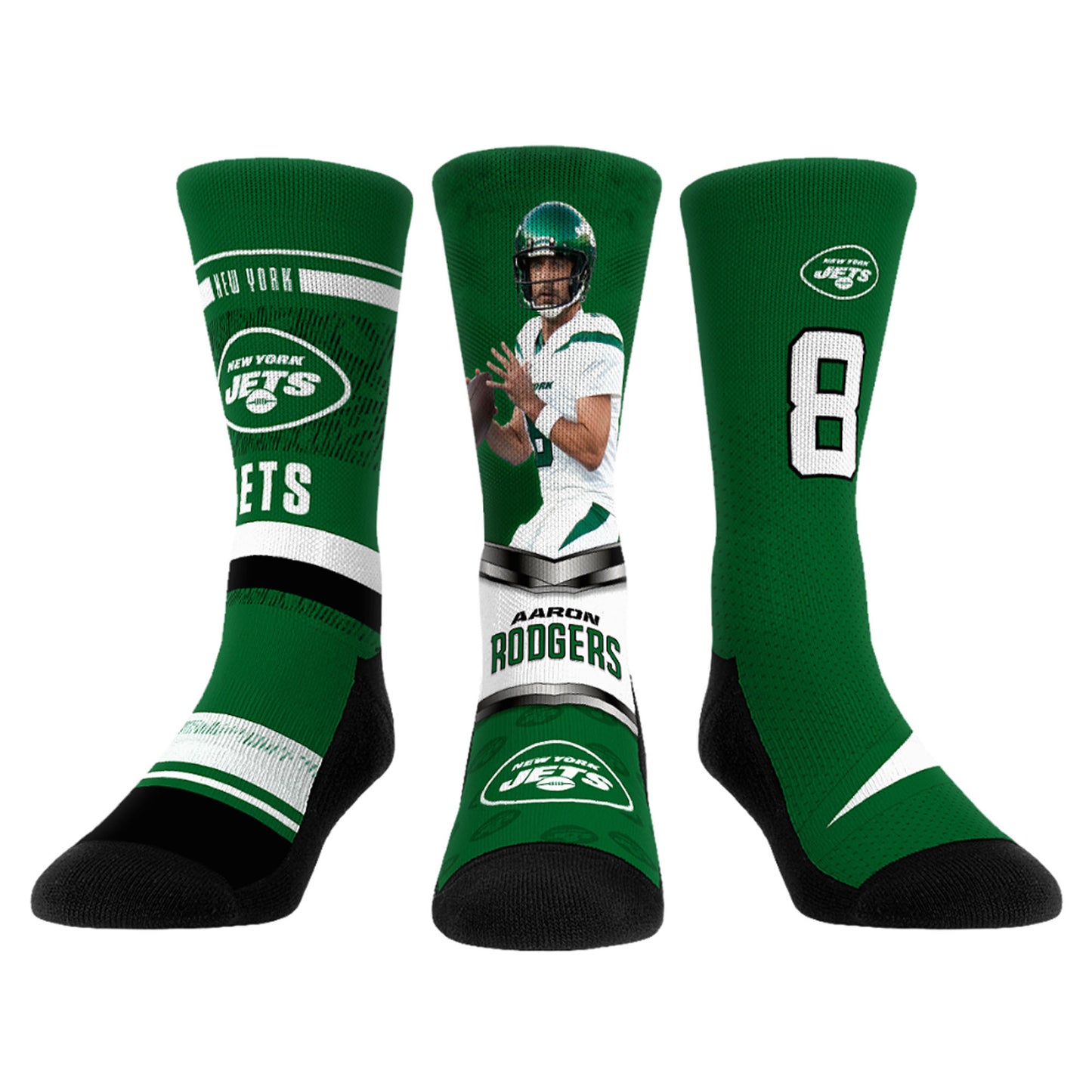 Unisex Rock Em Socks Aaron Rodgers New York Jets 3-Pack Crew Sock Set