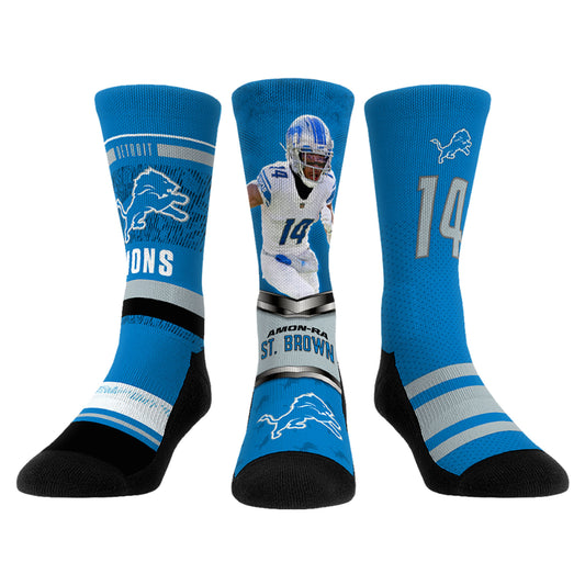 Unisex Rock Em Socks Amon-Ra St. Brown Detroit Lions 3-Pack Crew Sock Set