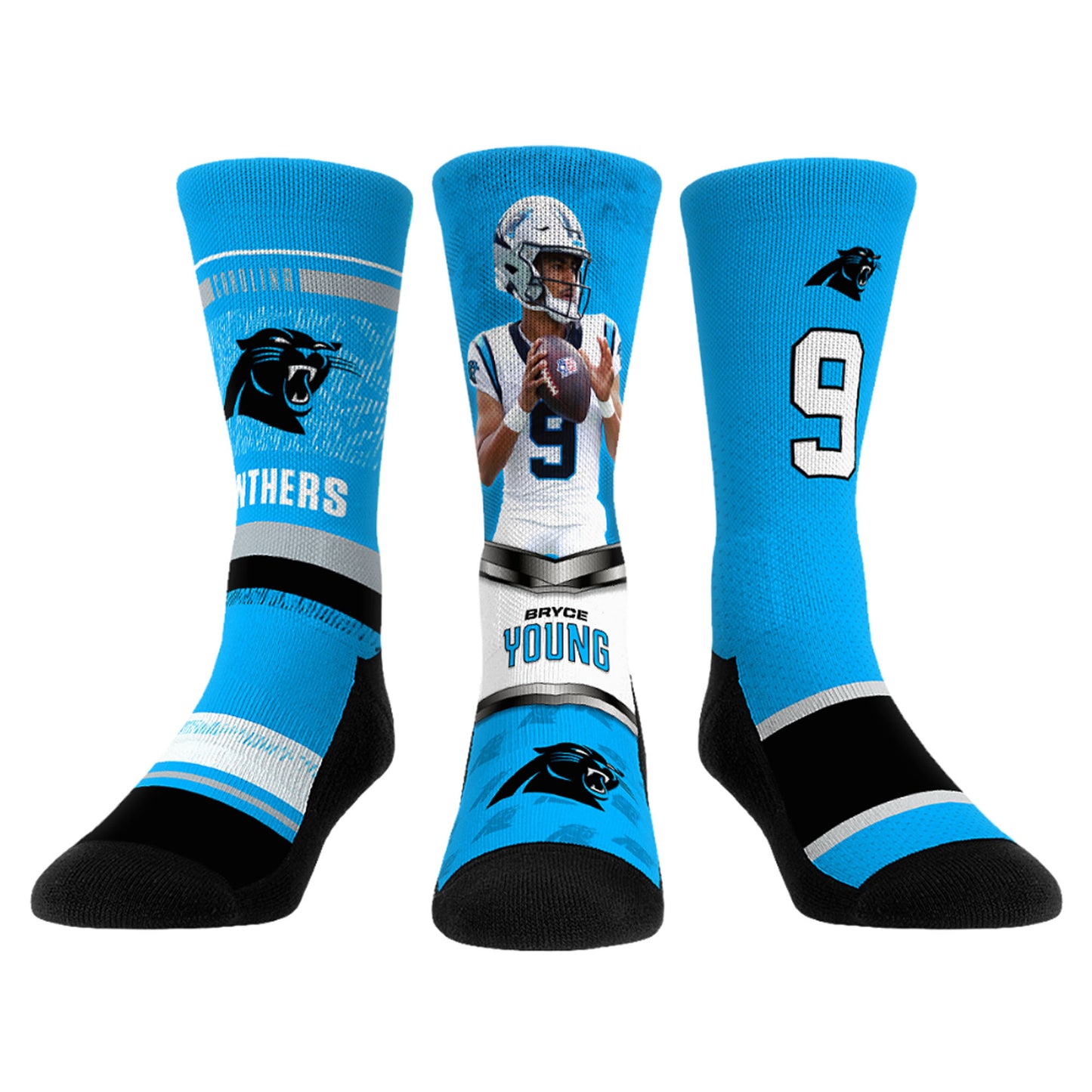 Unisex Rock Em Socks Bryce Young Carolina Panthers 3-Pack Crew Sock Set