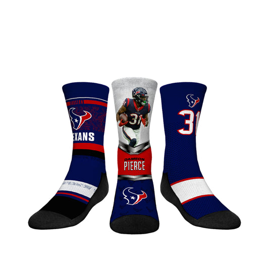 Youth Rock Em Socks Dameon Pierce Houston Texans 3-Pack Crew Sock Set