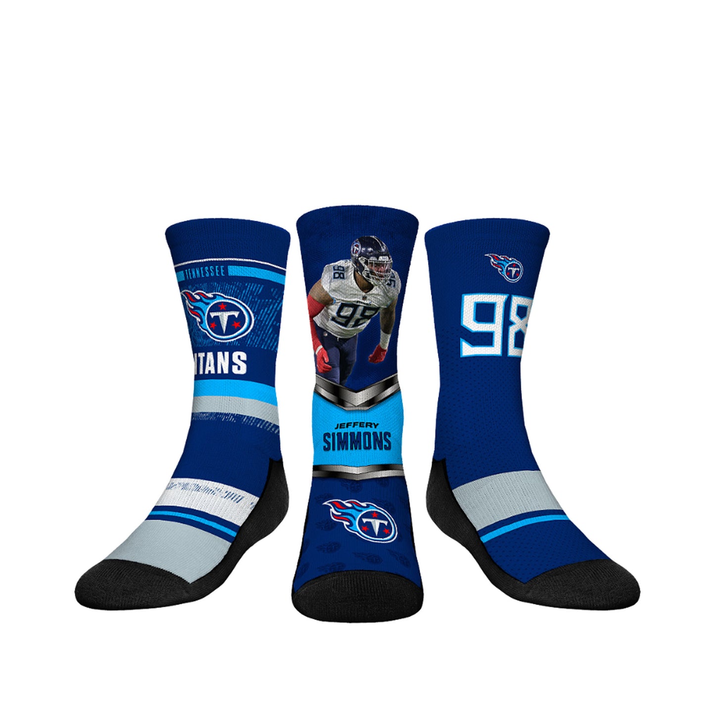 Youth Rock Em Socks Jeffery Simmons Tennessee Titans 3-Pack Crew Sock Set