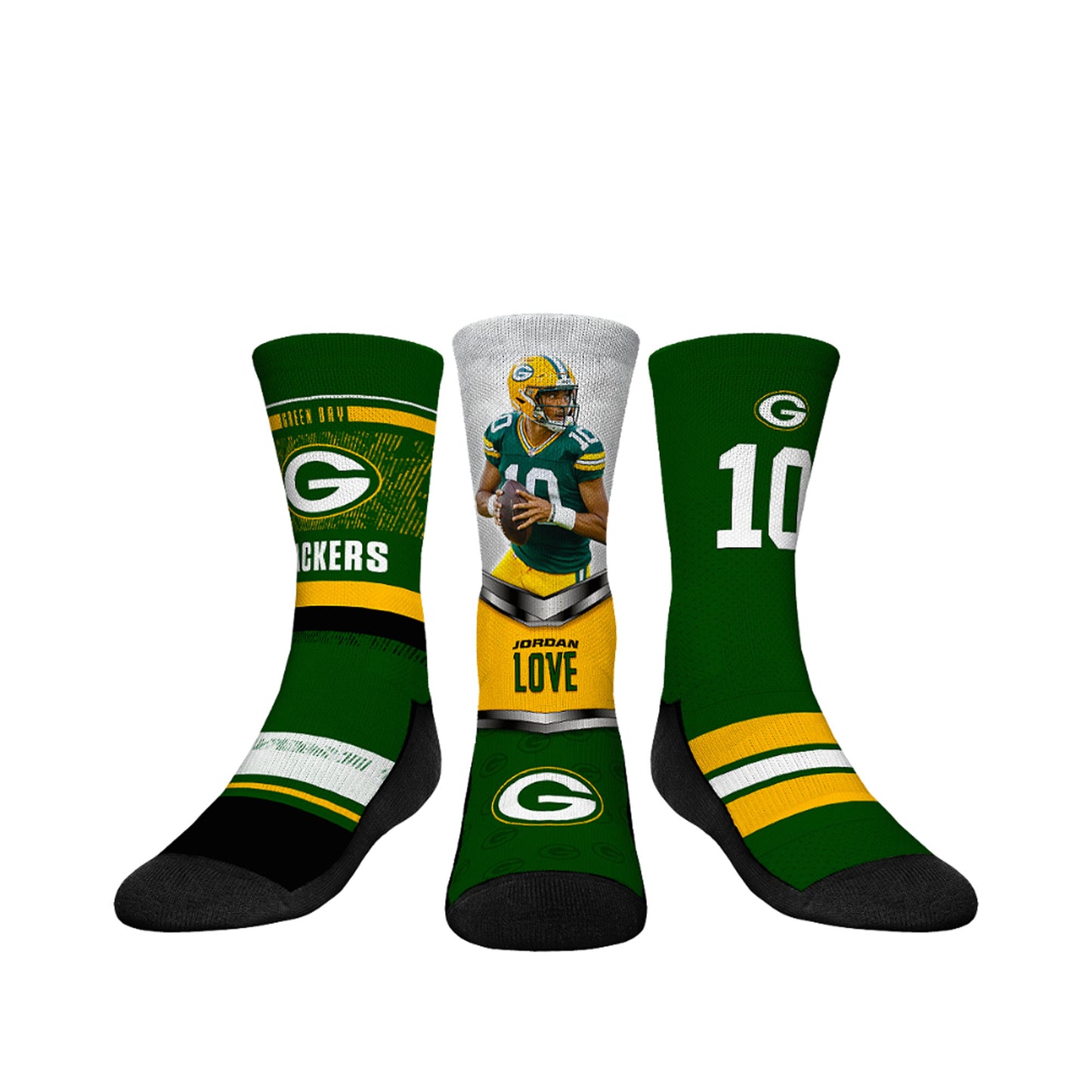 Youth Rock Em Socks Jordan Love Green Bay Packers 3-Pack Crew Sock Set