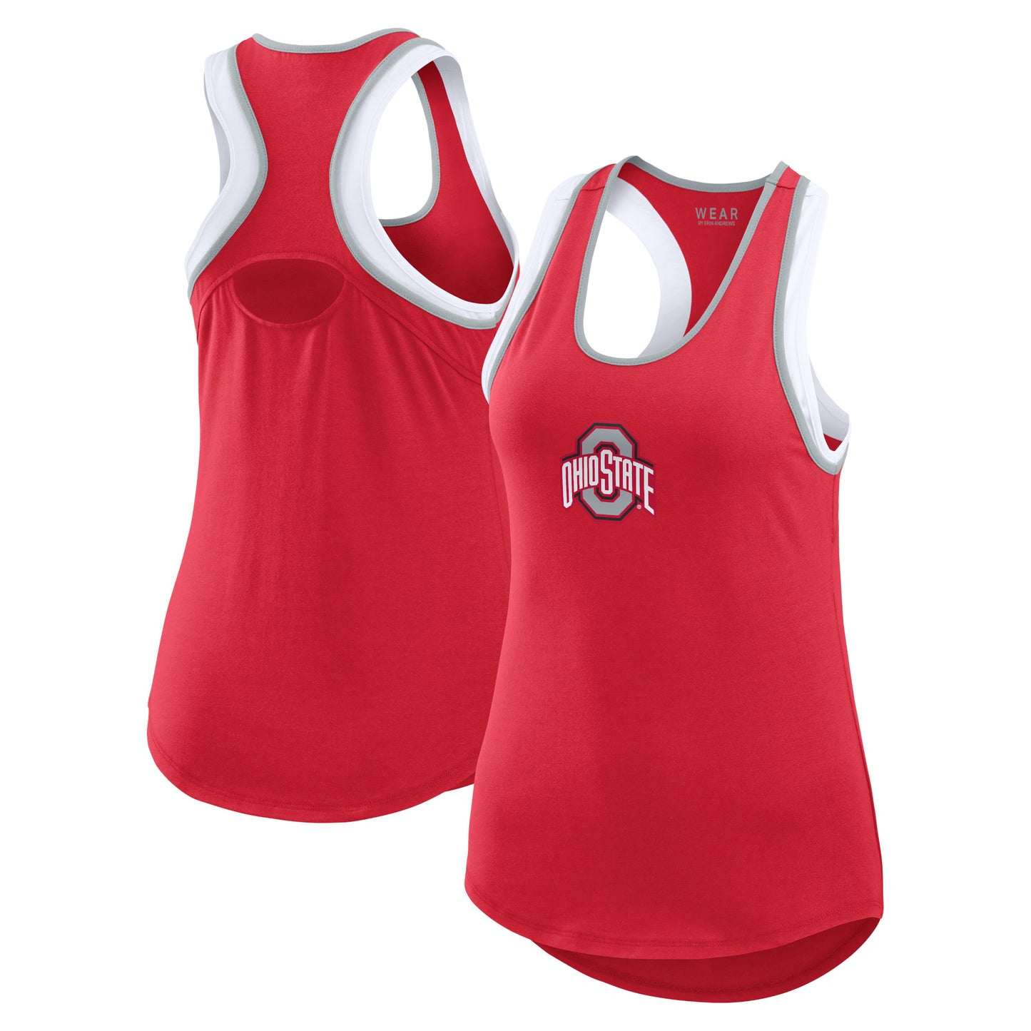 Women's WEAR by Erin Andrews Scarlet Ohio State Buckeyes Open Hole Razorback Tank Top