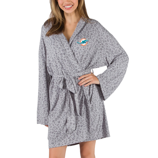 Women's Concepts Sport Gray Miami Dolphins Frill Hacci Knit Robe