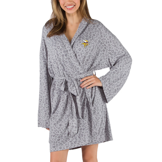 Women's Concepts Sport Gray Minnesota Vikings Frill Hacci Knit Robe