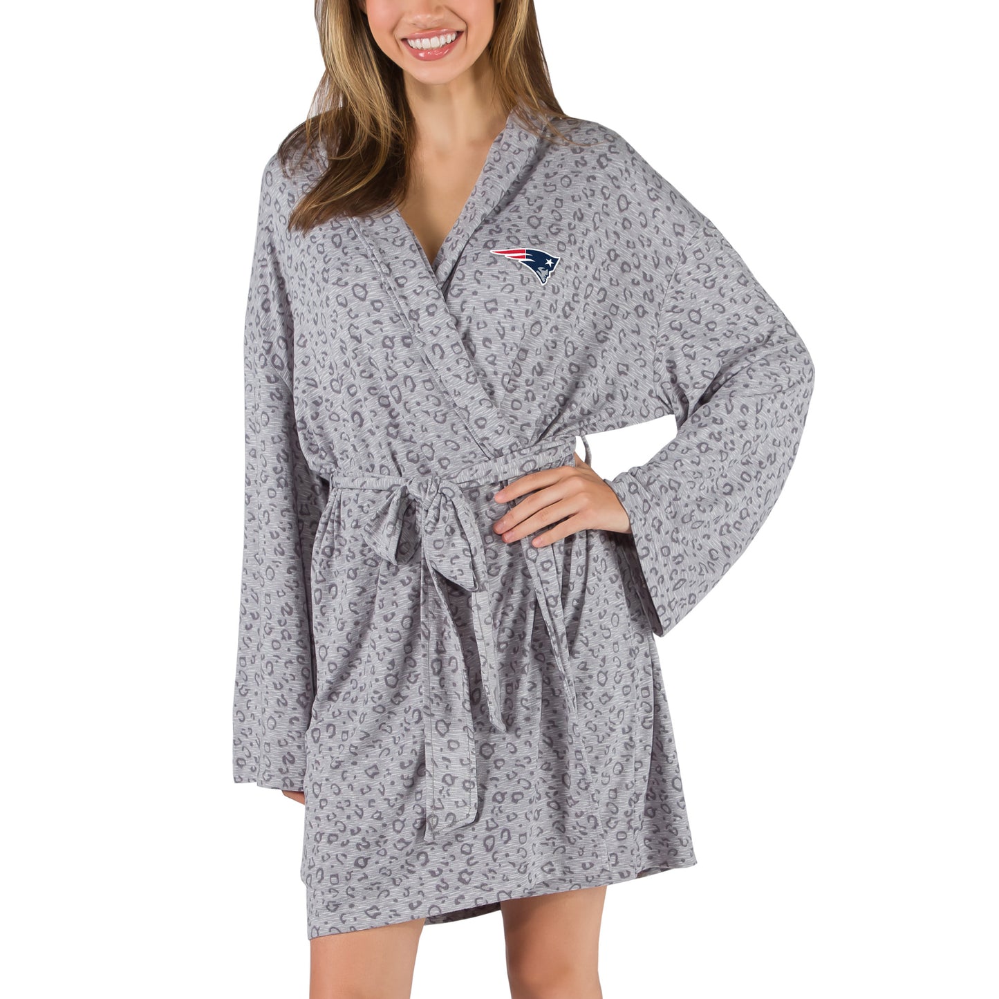 Women's Concepts Sport Gray New England Patriots Frill Hacci Knit Robe