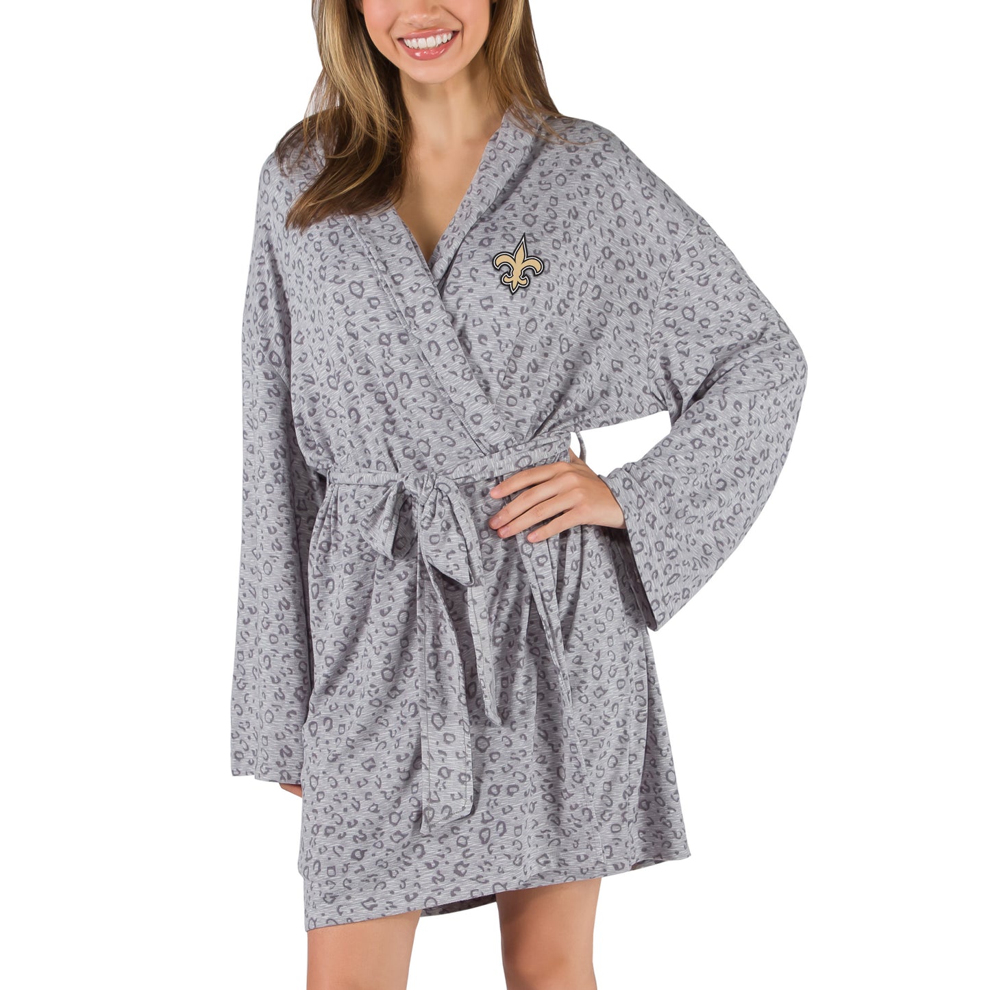 Women's Concepts Sport Gray New Orleans Saints Frill Hacci Knit Robe