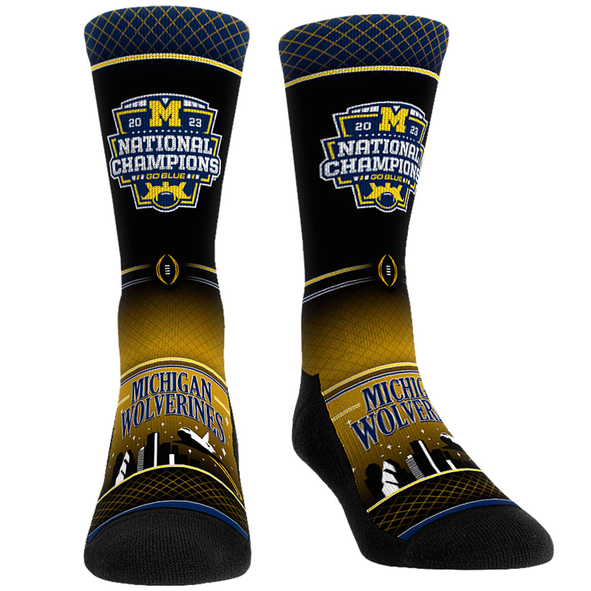 Unisex Rock Em Socks Navy Michigan Wolverines College Football Playoff 2023 National Champions Crew Socks