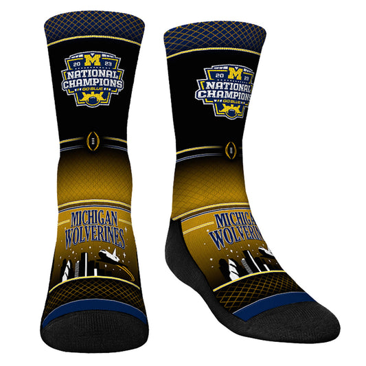 Youth Rock Em Socks Navy Michigan Wolverines College Football Playoff 2023 National Champions Crew Socks