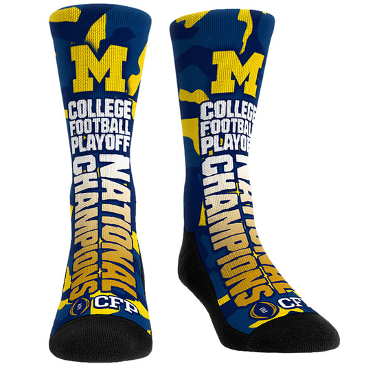 Unisex Rock Em Socks Navy Michigan Wolverines College Football Playoff 2023 National Champions Bold Wordmark Crew Socks