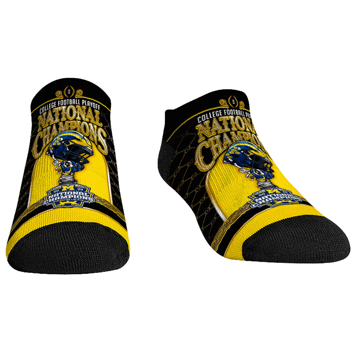 Unisex Rock Em Socks Navy Michigan Wolverines College Football Playoff 2023 National Champions Gilded Helmet Low-Cut Socks