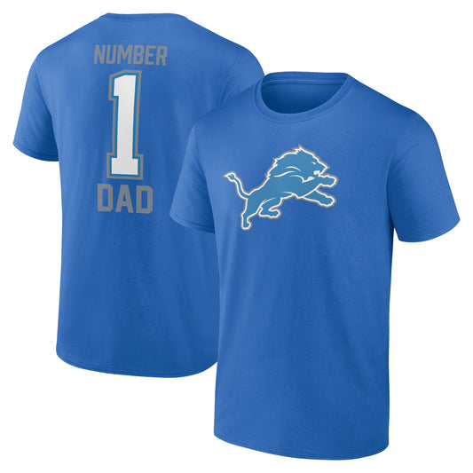 Men's Fanatics Blue Detroit Lions #1 Dad T-Shirt