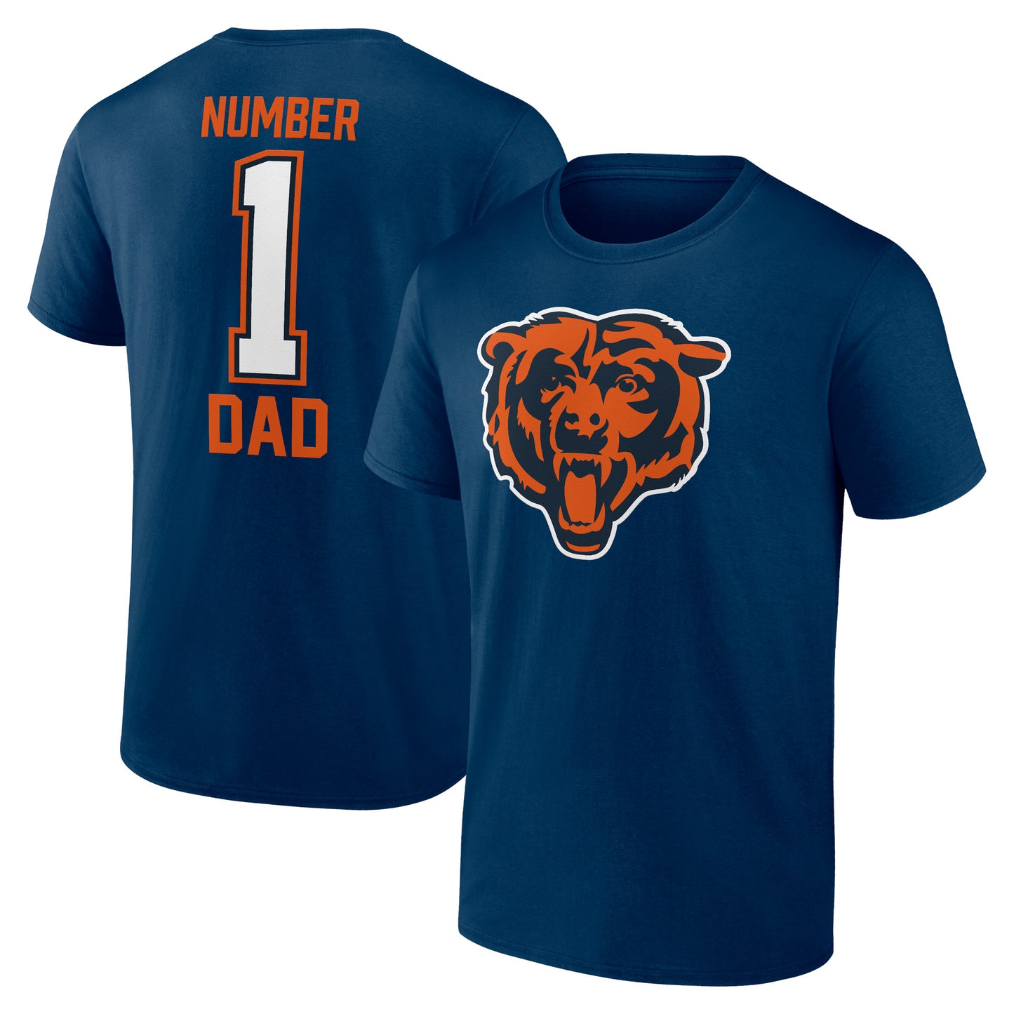 Men's Fanatics Navy Chicago Bears #1 Dad T-Shirt