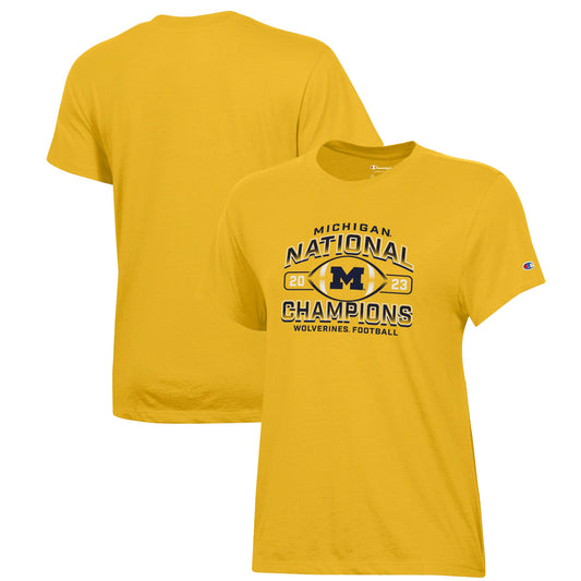 Women's Champion  Maize Michigan Wolverines College Football Playoff 2023 National Champions T-Shirt