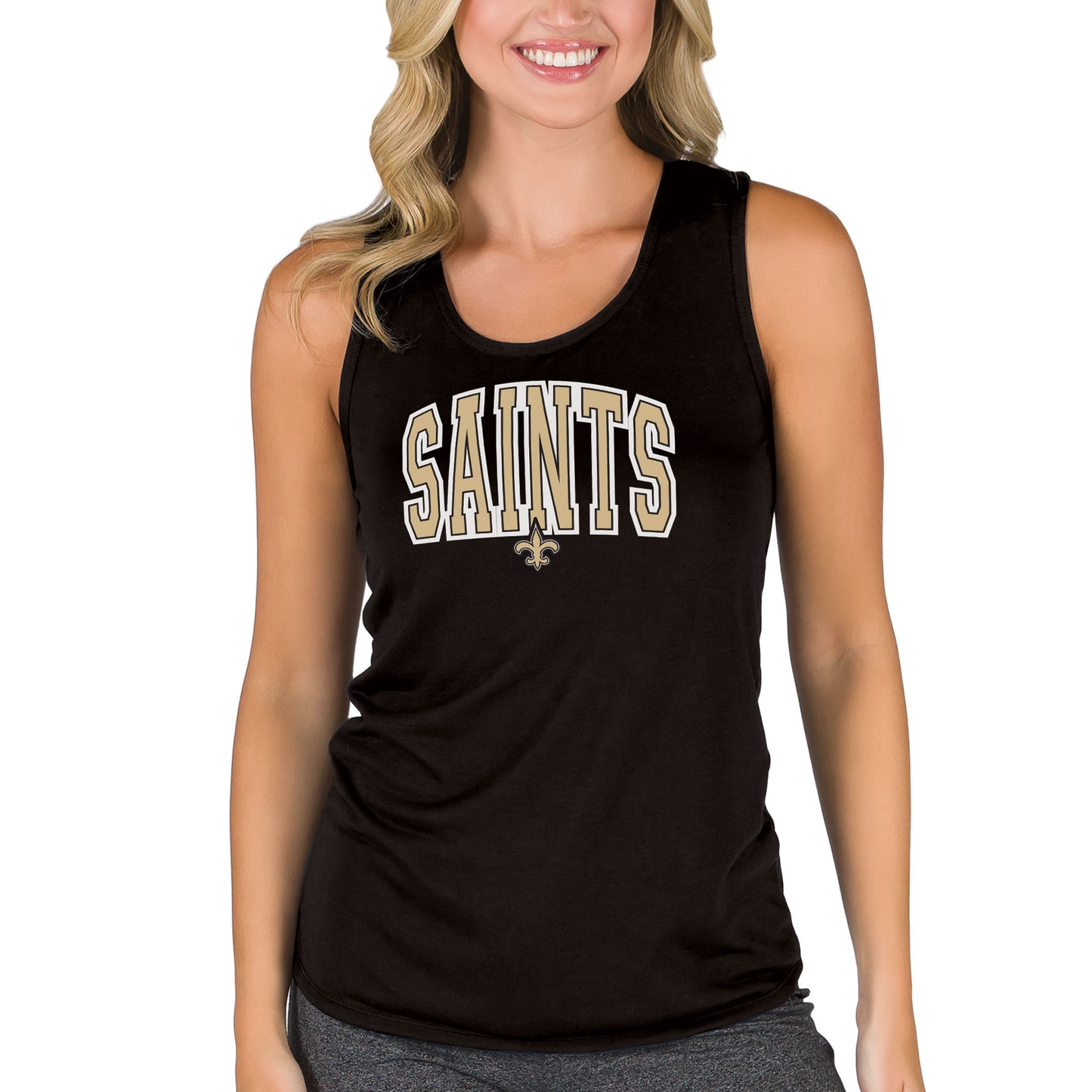 Women's Concepts Sport  Black New Orleans Saints Marathon Racer Back Tank Top